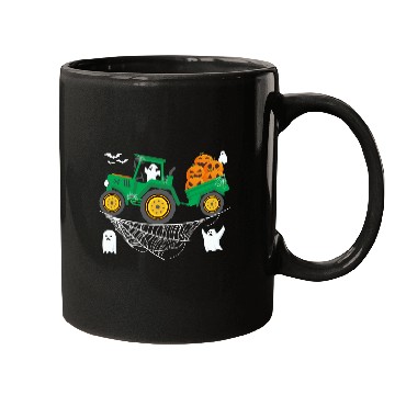 Discover Halloween Tractor Farming Pumpkin Farm Spooky Boy Mugs