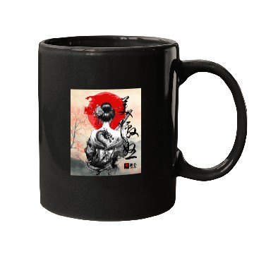 Discover Geisha with Dragon Back Tattoo Mugs