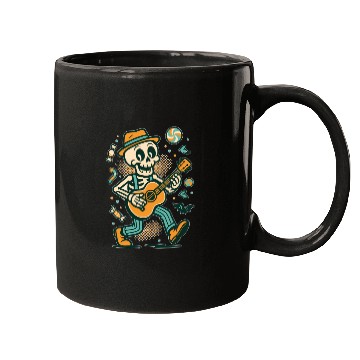 Discover Skeleton Musician with Candy and Bats Mugs