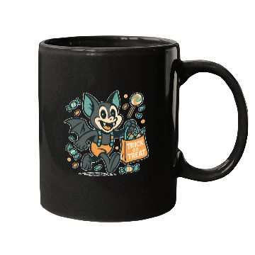 Discover Cute Bat with Candy Bag Halloween Design Mugs