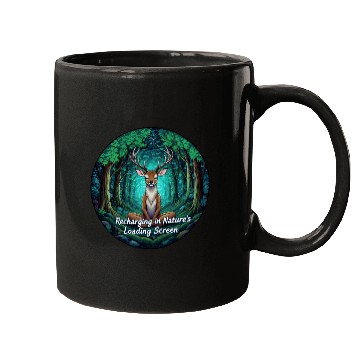 Discover Enchanted Forest Deer Meditation Design Mugs