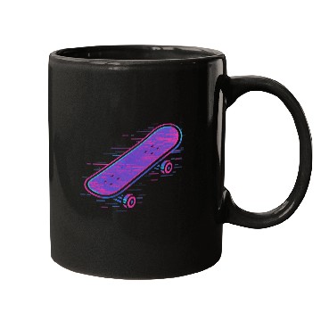 Discover Neon Retro Skateboard Design Mugs
