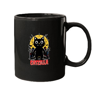 Discover Nighttime City Monster Catzilla Design Mugs