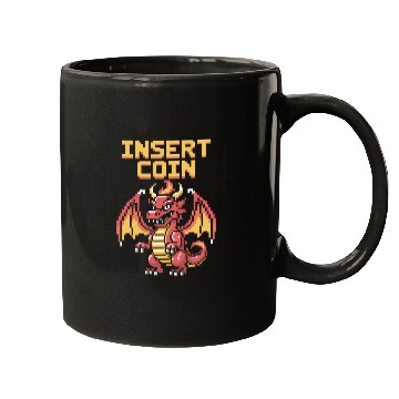 Discover Pixel Art Retro Dragon Insert Coin Design Mugs