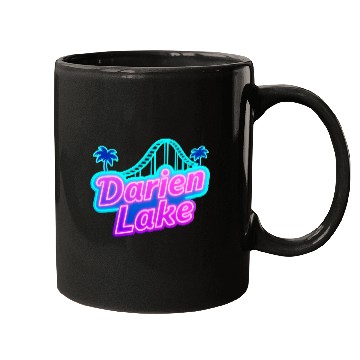 Discover Neon Daren Lake Sign with Roller Coaster and Palms Mugs