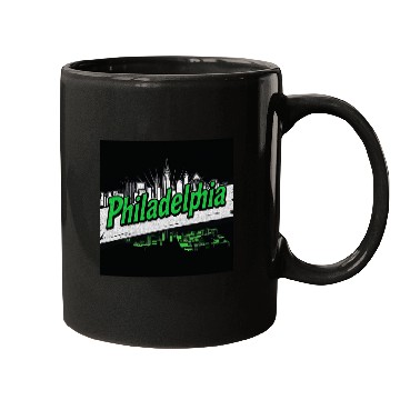 Discover Philadelphia Skyline Neon Design Mugs