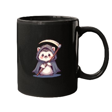Discover Cute Hooded Hedgehog with Scythe Mugs