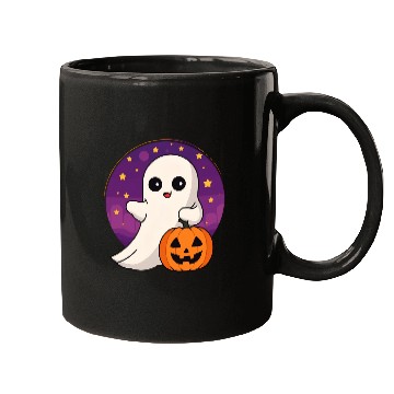 Discover “Cute Halloween Ghost with Candy Bag Mugs”