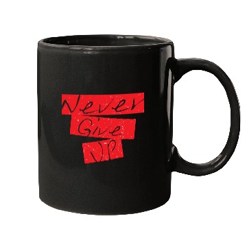 Discover Never Give Up Motivational Typography Design – Red Mugs