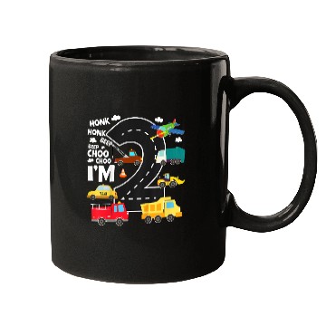 Discover Kids Birthday 2 Traffic Vehicles Number Two Design Mugs