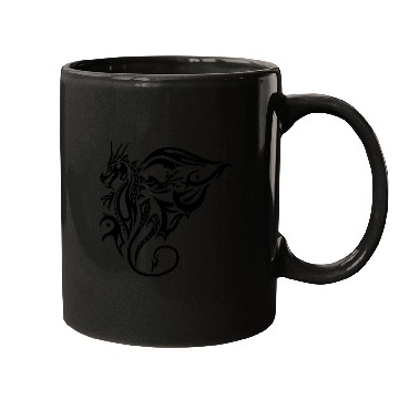Discover Tribal Dragon Side View Tattoo Style with Wings Mugs