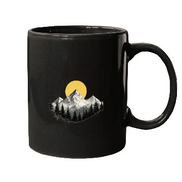 Discover Mountain Silhouette with Full Moon Mugs