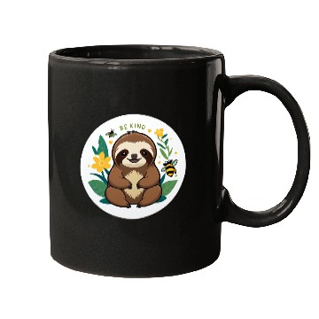 Discover Adorable Sloth with Bee and Flower Motif Mugs