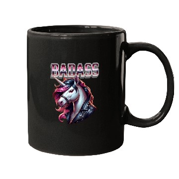 Discover Unicorn Badass Leather Jacket Design Mugs