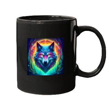 Discover Mystic Luminescent Wolf Artwork Mugs