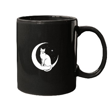 Discover Magical Cat on Crescent Moon "Aniverse Cats" Mugs