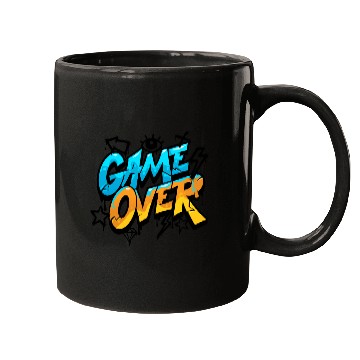 Discover Blue and Yellow Graffiti Game Over Mugs