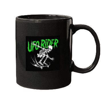 Discover UFO Skeleton Skateboard Design Mugs