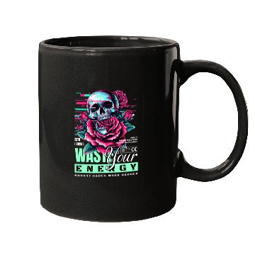 Discover Vivid Skull with Roses Neon Artwork Mugs