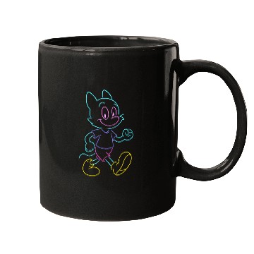 Discover Colorful Neon Cat Running Design Mugs