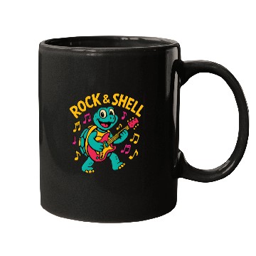 Discover Cute Turtle Rock Guitar Design Mugs