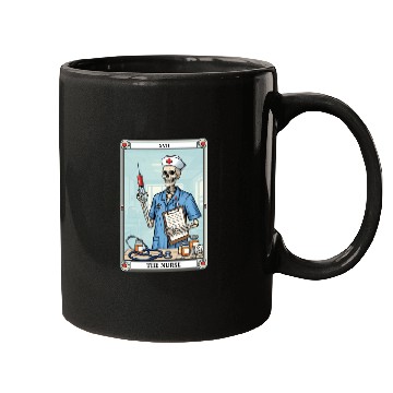 Discover Skeleton Nurse Tarot Card Halloween Mugs