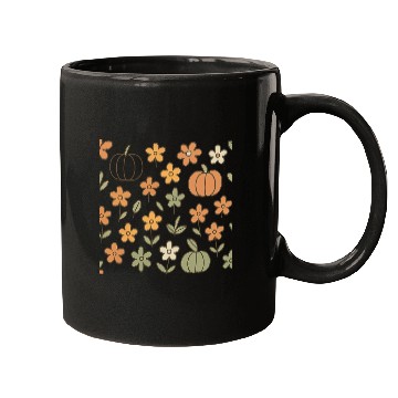Discover Autumn Pumpkin and Floral Pattern Mugs