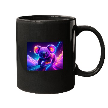 Discover Neon Koala in Cosmic Dreamscape Mugs