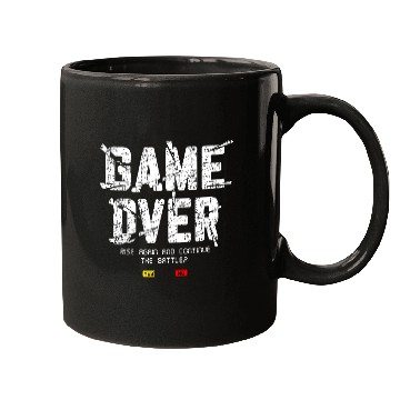 Discover Game Over Rise Continue Banner Mugs
