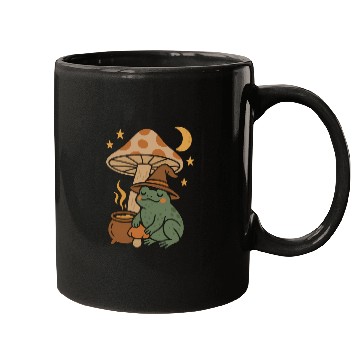 Discover Witch Frog with Mushroom and Night Sky Mugs