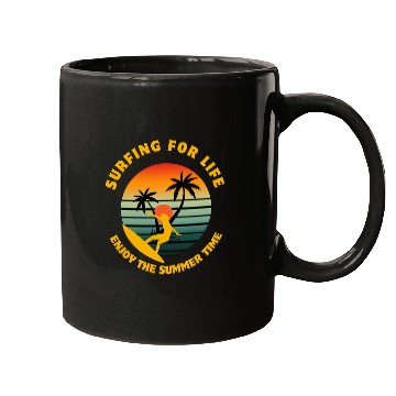 Discover Surfing for Life Sunset Design Mugs