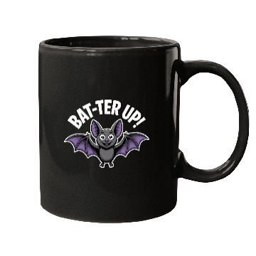 Discover Bat ter Up Cute Bat with Playful Expression Mugs