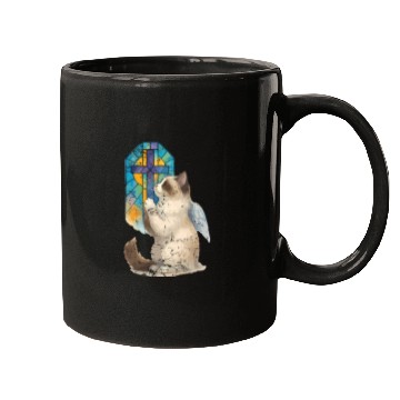 Discover Celestial Cat with Stained Glass Cross Mugs