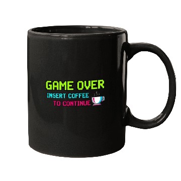 Discover Pixelated Video Game Over Coffee Illustration Mugs