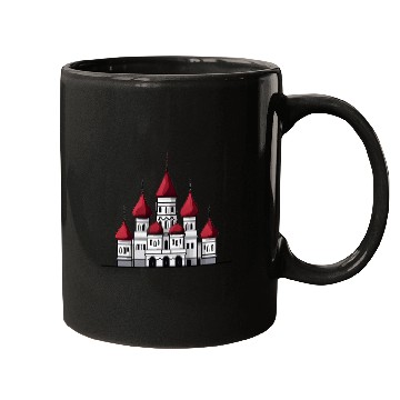 Discover Whimsical Castle Art with Red Domes Mugs