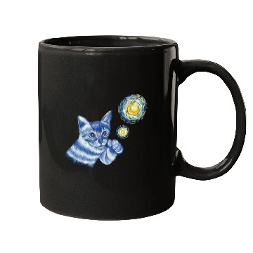 Discover Blue Starry Night British Shorthair Cat Graphic Mugs