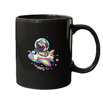Discover Pug Astronaut in Rainbow Spaceship Mugs