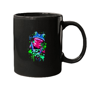 Discover Neon Colorful Frog Art Mugs