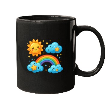 Discover Whimsical Sun and Rainbow Cloud Design Mugs
