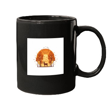 Discover Autumn Sunset Forest Scene Mugs