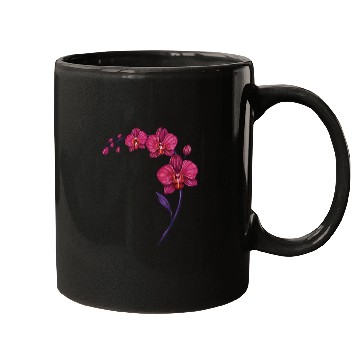 Discover Elegant Violet Pink Orchid Flower Branch Design Mugs