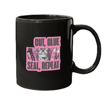 Discover Decoupage Mantra Cut Glue Seal Repeat Cat Mugs
