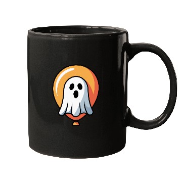 Discover Halloween Ghost with Orange Halo Mugs