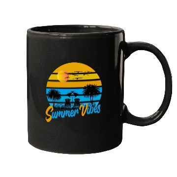 Discover Tropical Summer Vibes Sunset Scene Mugs