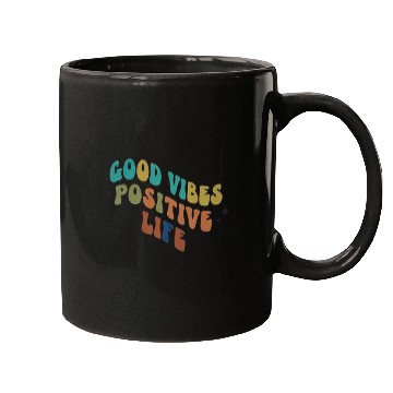 Discover Colorful Positive Vibes Typography Design Mugs