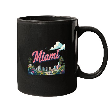 Discover Vibrant Miami Skyline with Tropical Flair Mugs