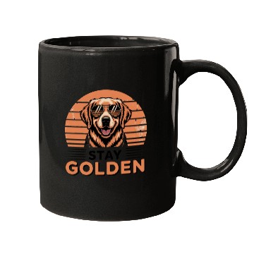 Discover Golden Retriever with Sunglasses Illustration Mugs