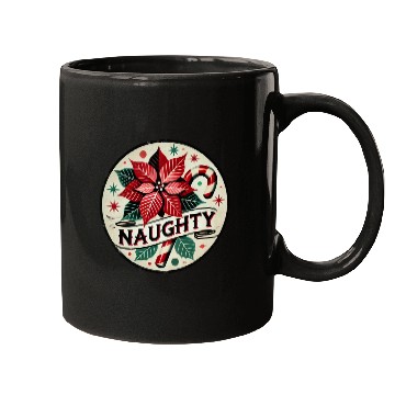 Discover Festive Poinsettia Naughty Holiday Design Mugs