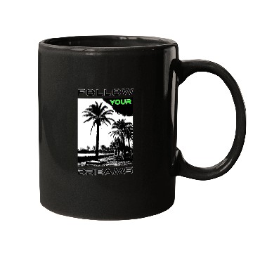 Discover Tropical Palm Tree Sunset Illustration Mugs