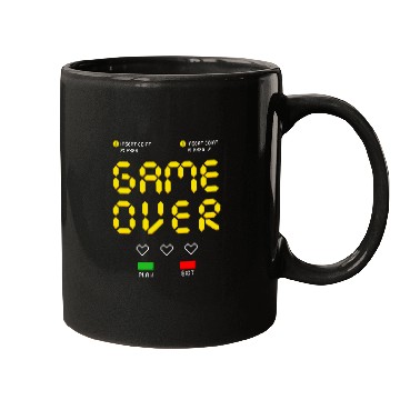 Discover Pixelated Video Game Heart Game Over Mugs
